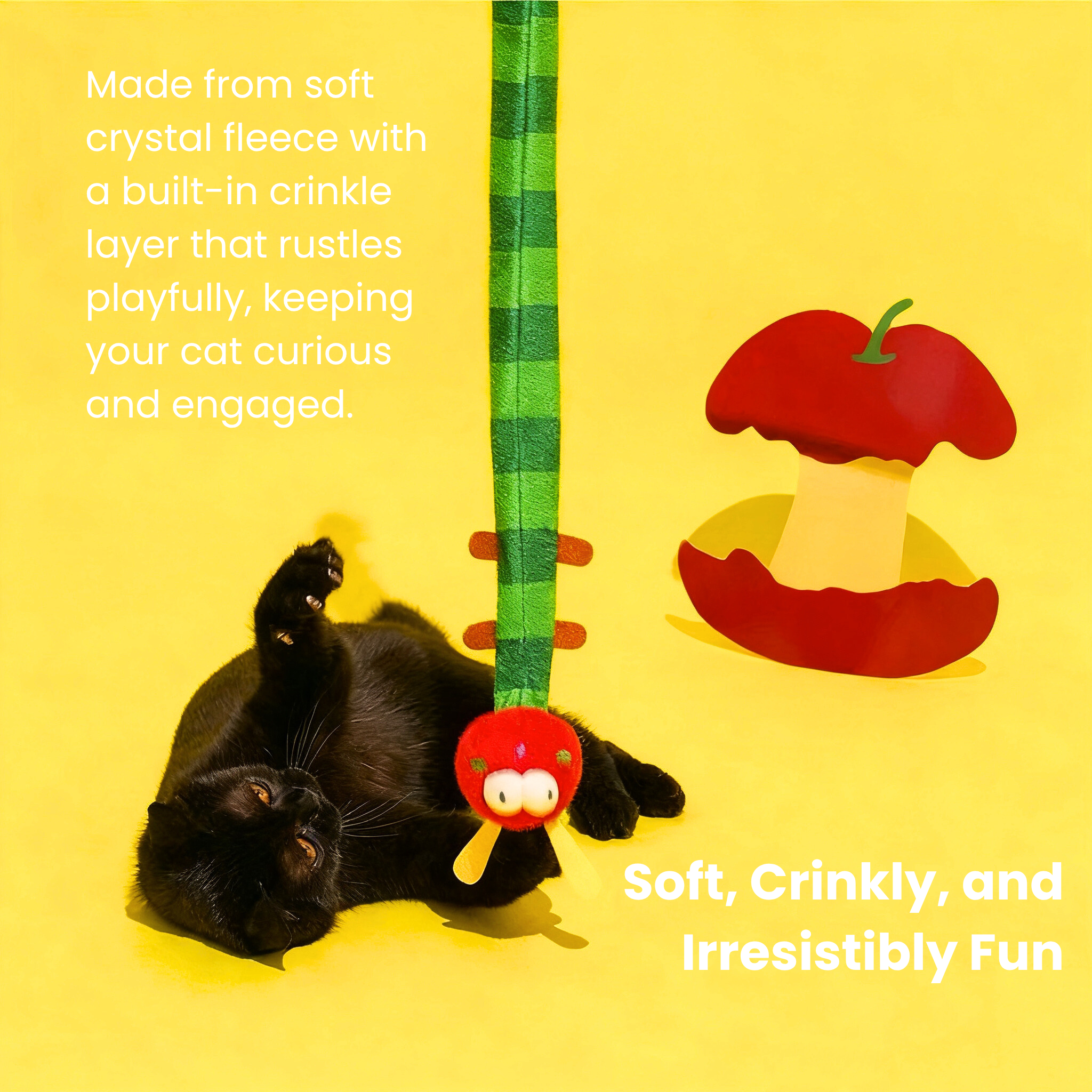 Colorful fleece caterpillar cat teaser wand toy for interactive play.