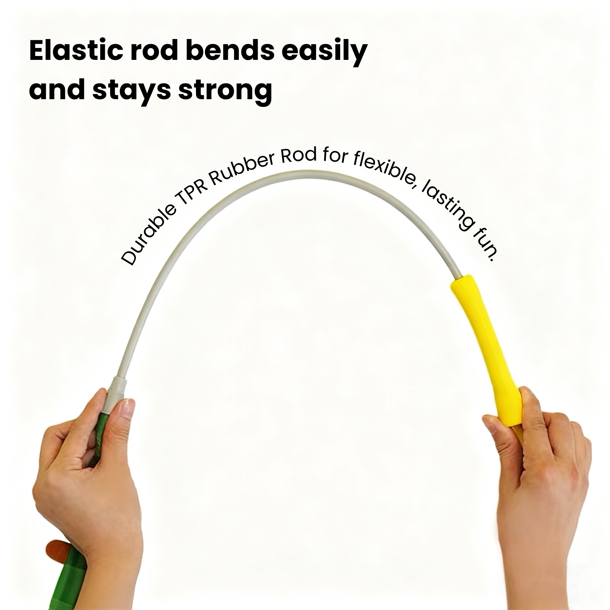 TPR cat teaser wand rod with elastic caterpillar toy for active play and hunting fun.