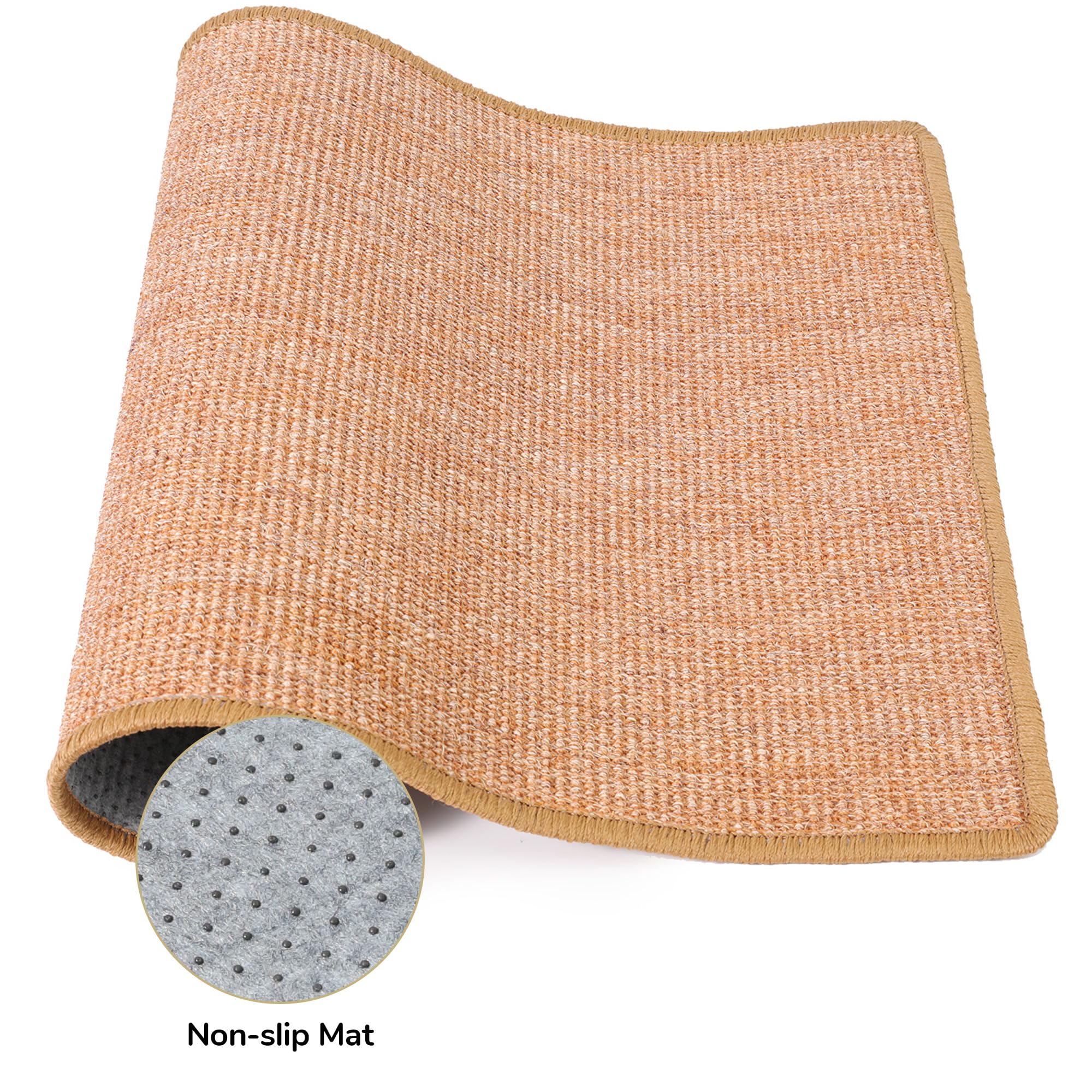 Brown sisal cat scratching mat, 60x80cm, for sofa protection and play.
