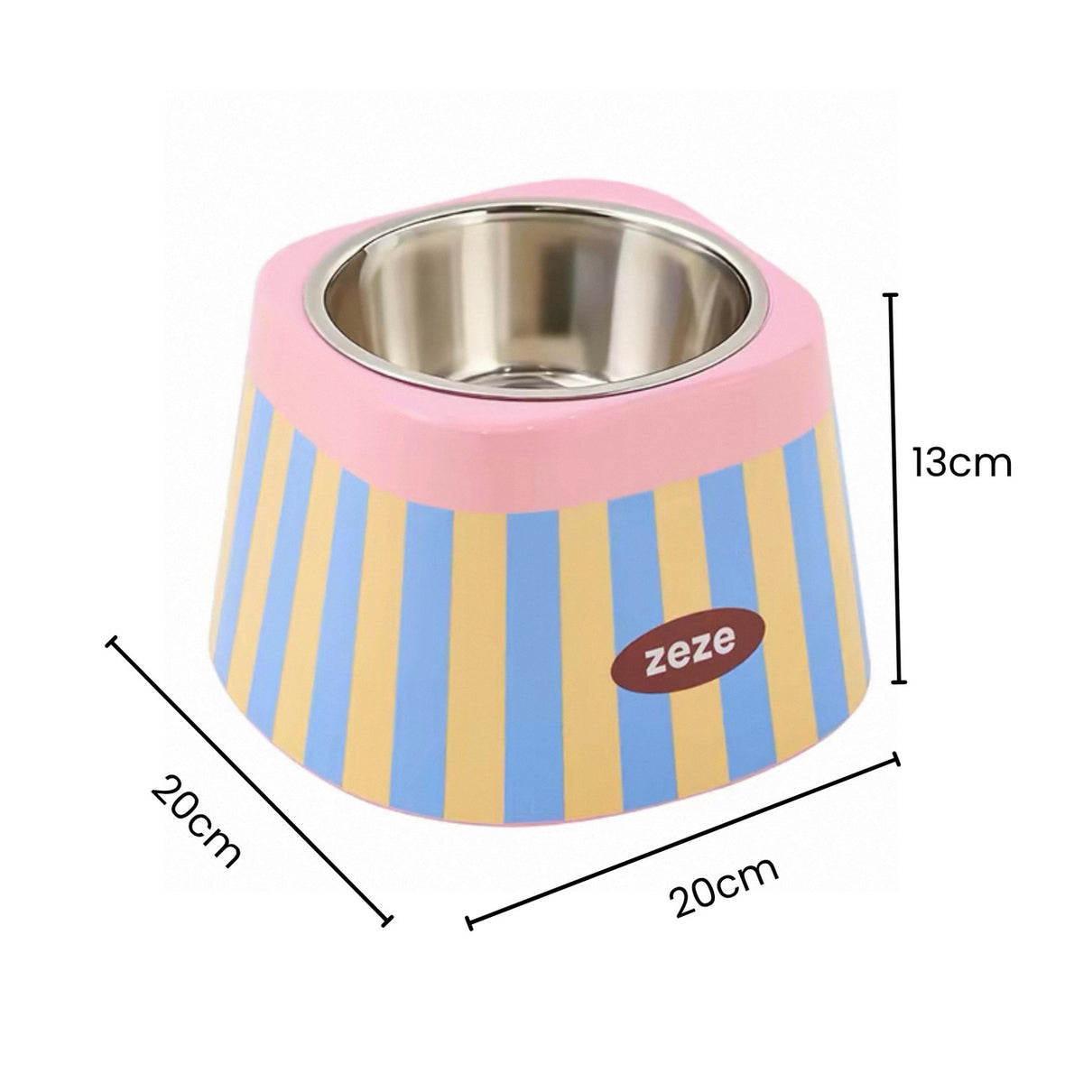 zeze Stainless pet bowl, dimensions panel