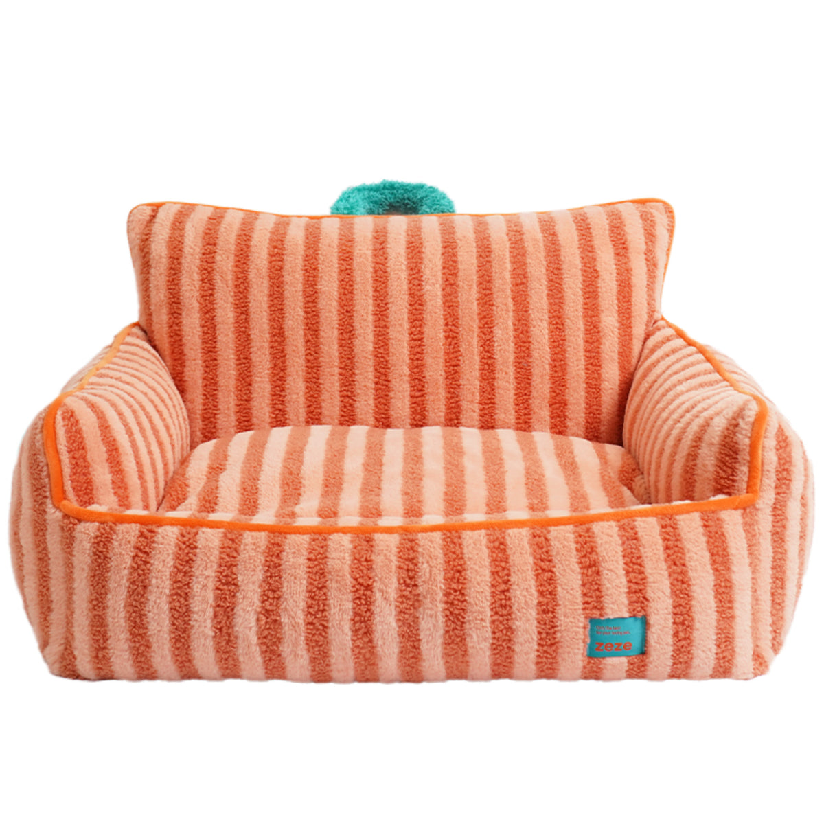 zeze Striped Plush Pet Sofa Bed, orange striped sofa on white