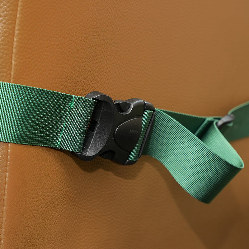 zeze Striped Pet Car Bed: caramel Oxford fabric car seat bed with striped lining and green handles