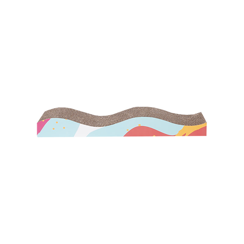 zeze wave-shaped corrugated cardboard cat scratching board with colourful printed side