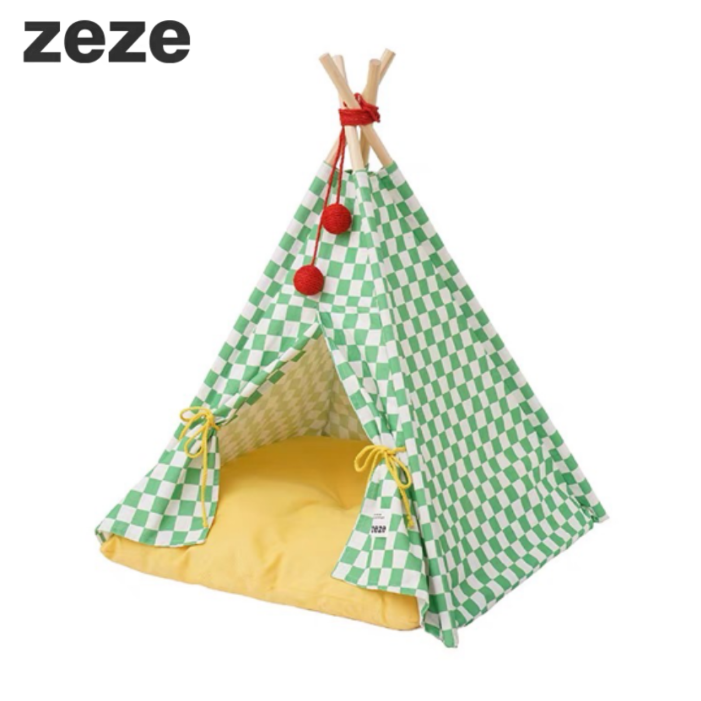 Zeze Cat Camping Tent: Portable wood frame canvas pet teepee for cozy indoor/outdoor hideaway.
