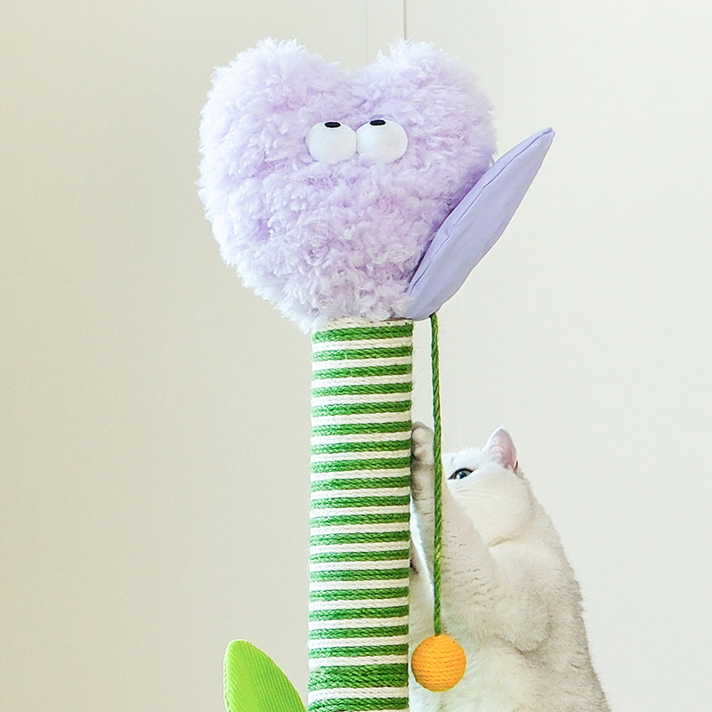 zeze Shy Tulip Cat Scratching Post (Large) — 85cm Jute Rope Column & Ball Toy