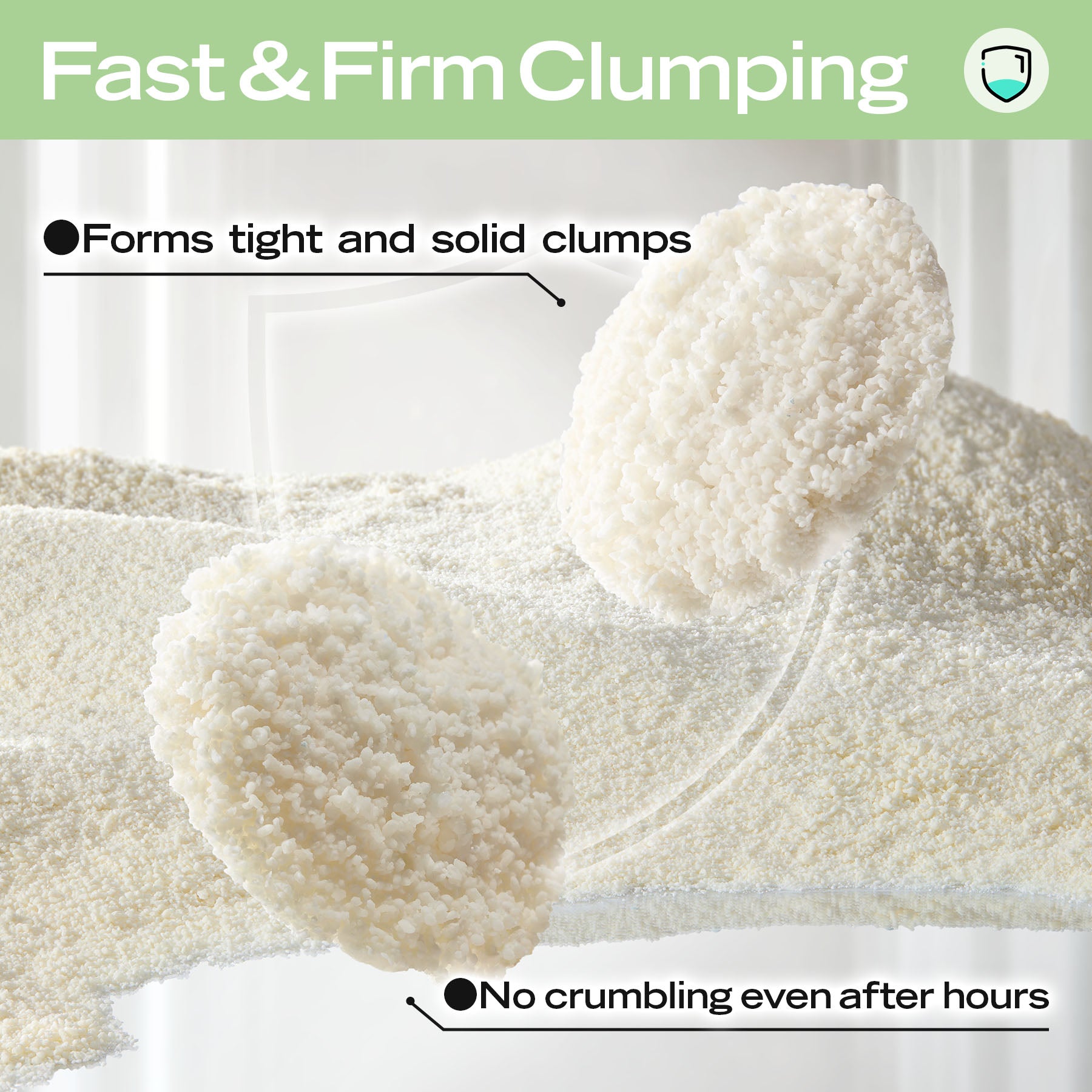 Fast clumping cat litter: tight granules for superior, dust-free absorption and odor control.