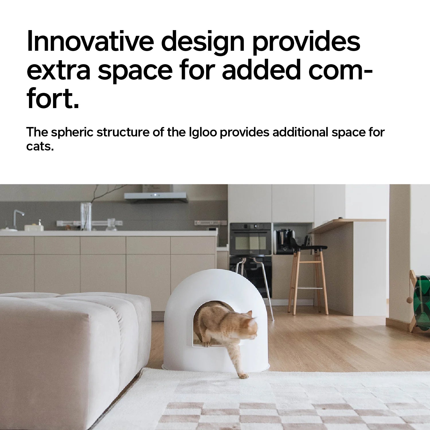 White dog-proof igloo cat litter box with grated door prevents litter tracking.