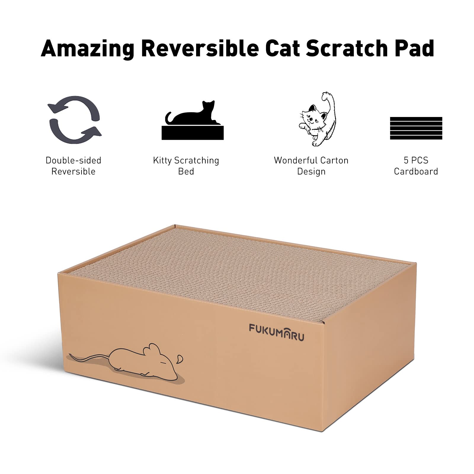 Reversible 2-in-1 design — double-sided scratch bed and cat house, 5 cardboard pads