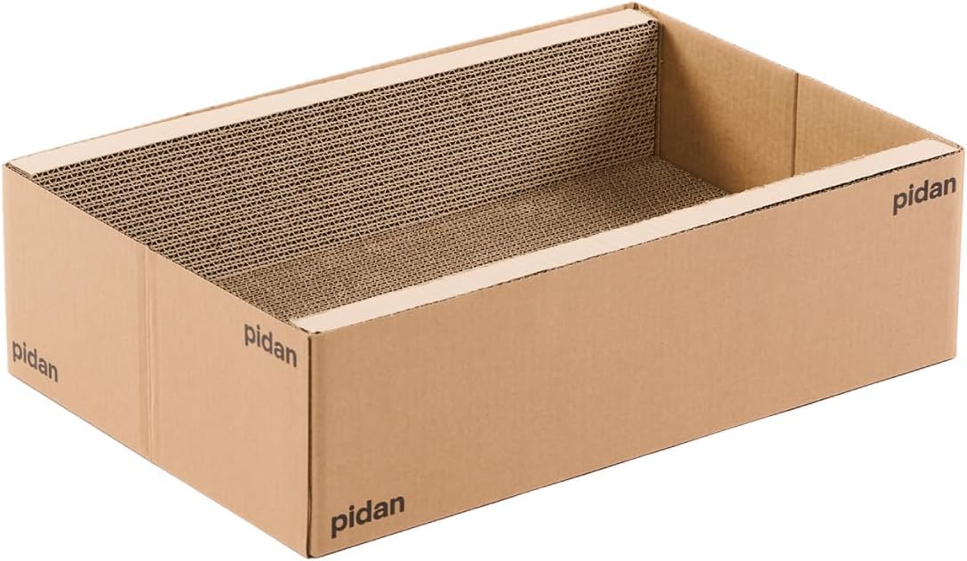 Durable Pidan A-Grade Corrugated Cat Scratcher Box made from virgin wood pulp.