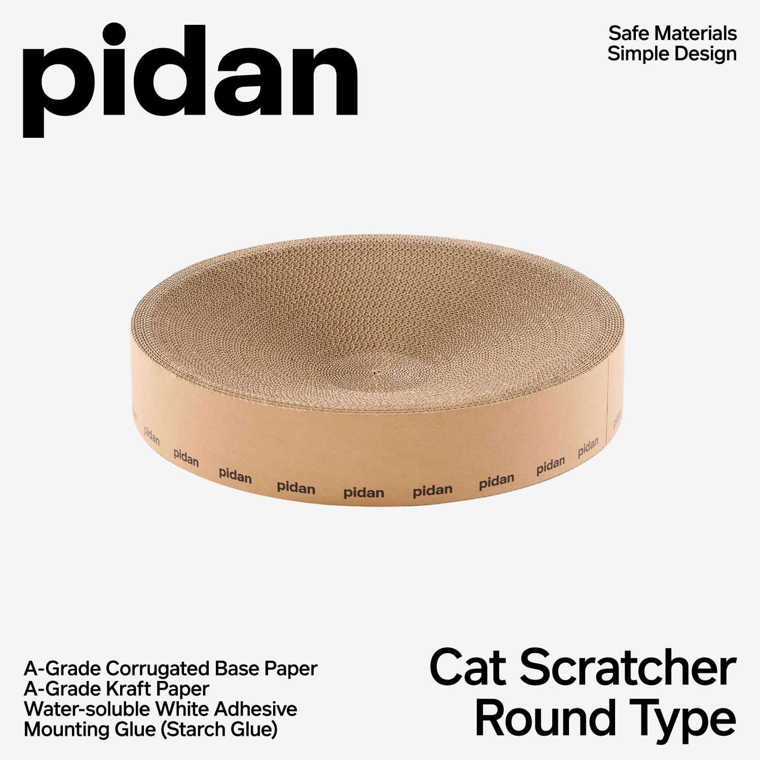 pidan Round Cat Scratcher, eco-friendly tan cardboard lounge. VIP offer: free scracher with £200 voucher.