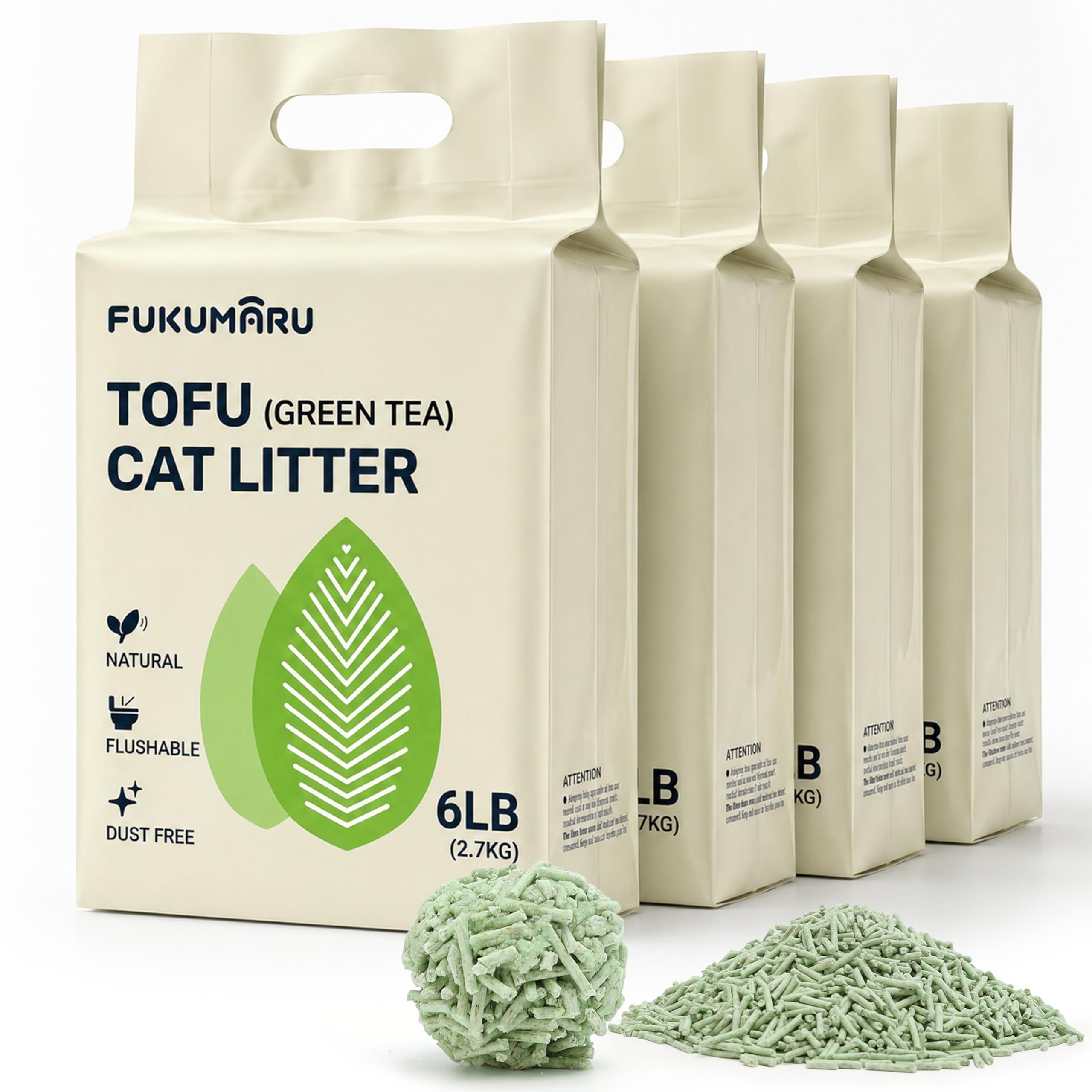 FUKUMARU Green Tea Tofu Cat Litter — 4 pack (4 x 2.7 kg)