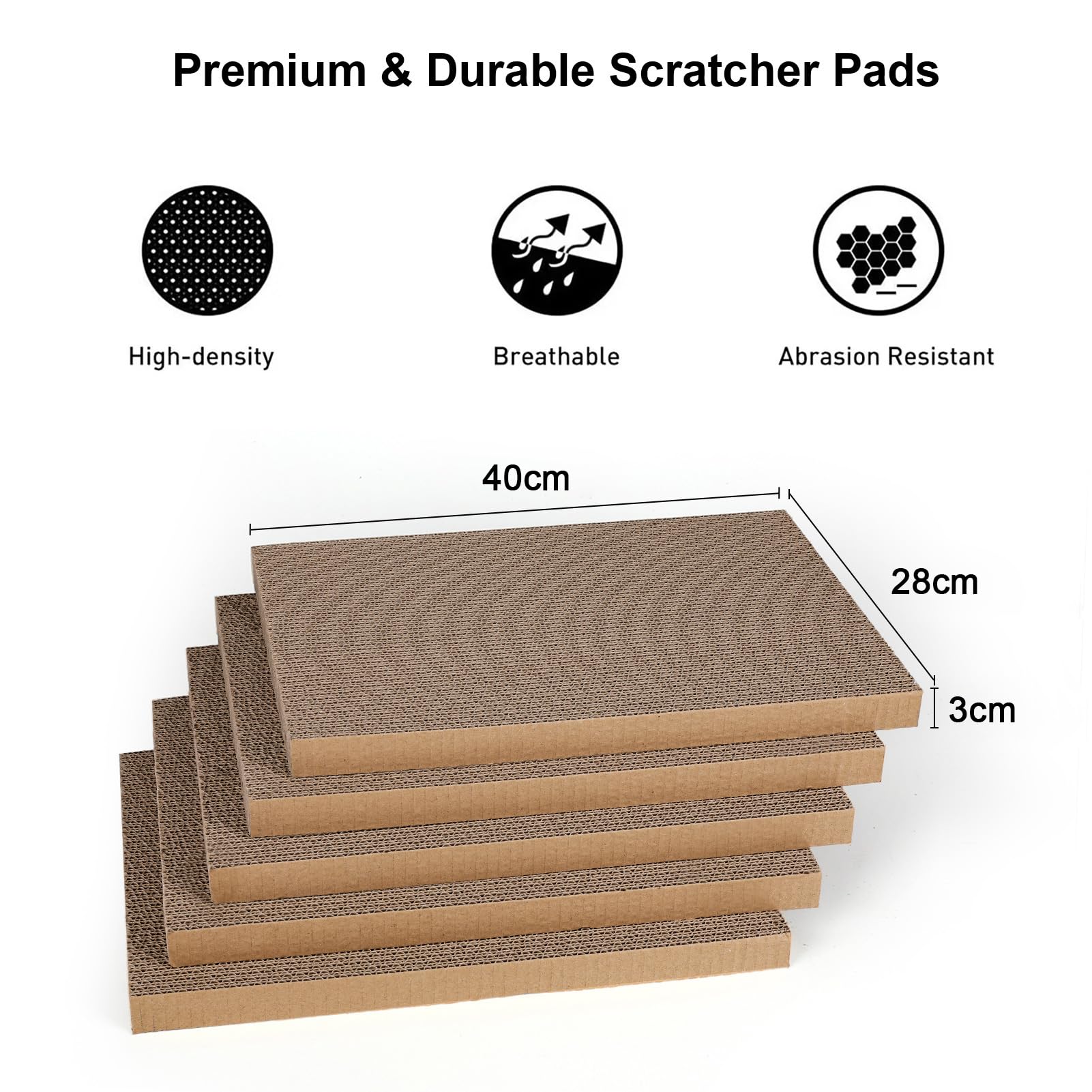 Premium durable corrugated pads — 40 x 28 x 3 cm, high-density and abrasion-resistant