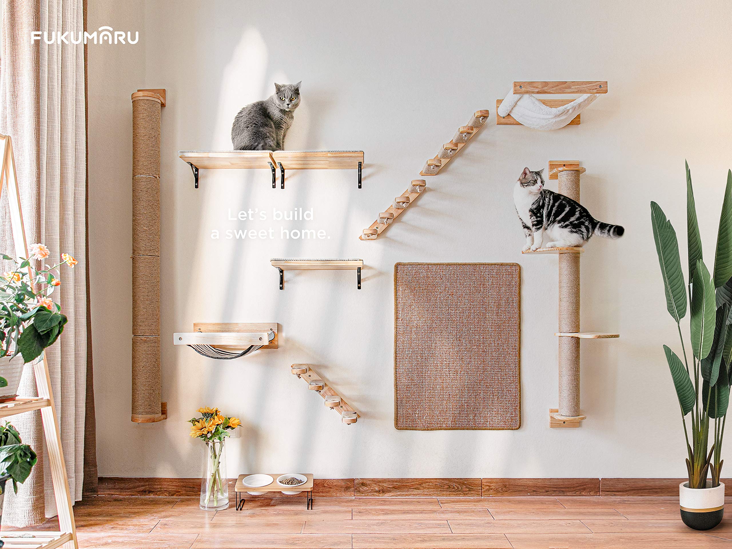 FUKUMARU natural sisal cat scratching mat (60x80cm) for furniture protection, sleep, and play.