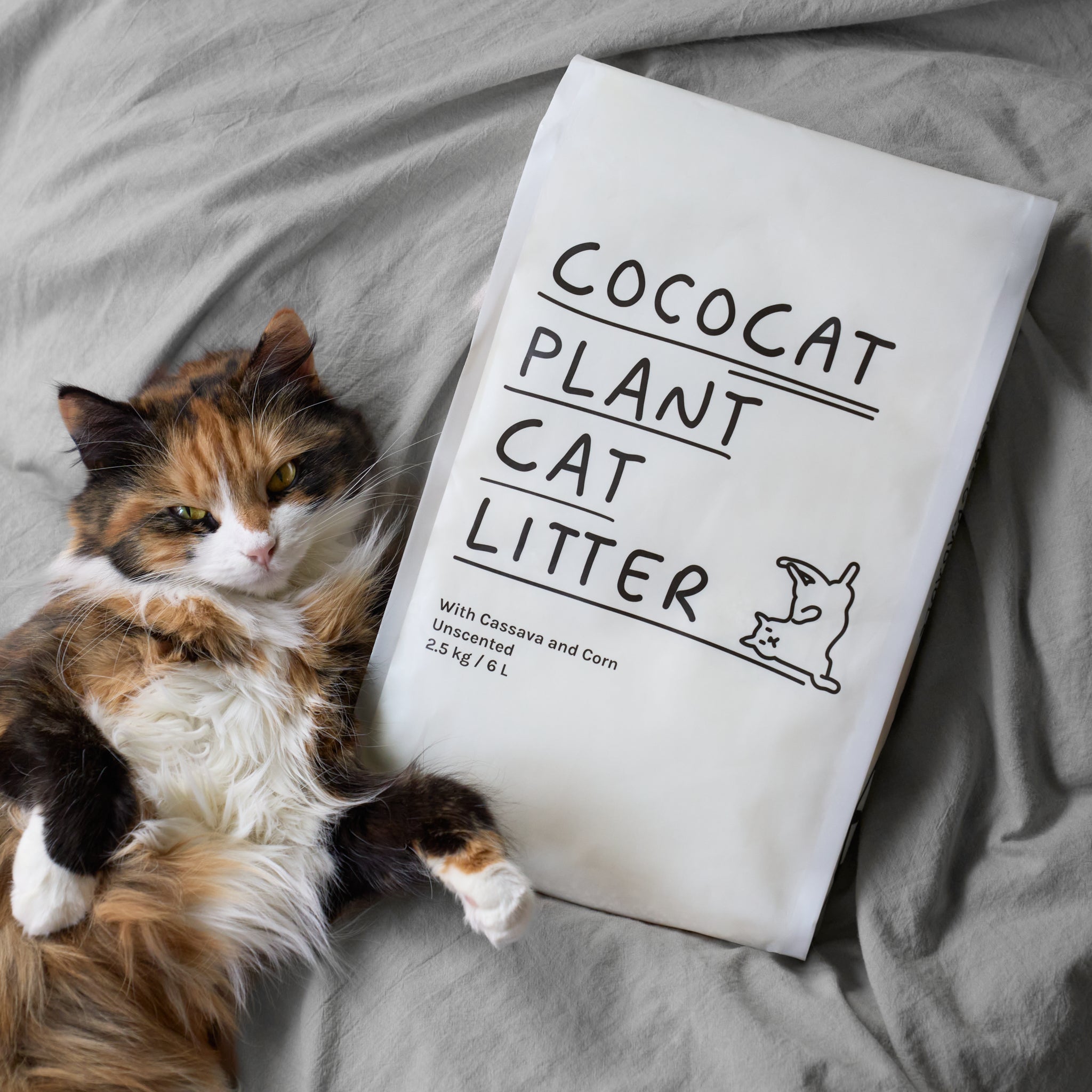 COCOCAT Unscented Cassava Cat Litter, 2.5kg: Natural, plant-based, strong clumping, low-dust.