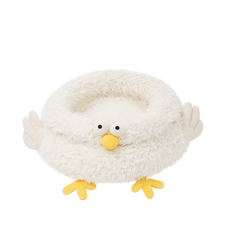 zeze Gugu Chicken Plush Pet Bed — Deep-Sided Round Nest for Cats & Small Dogs
