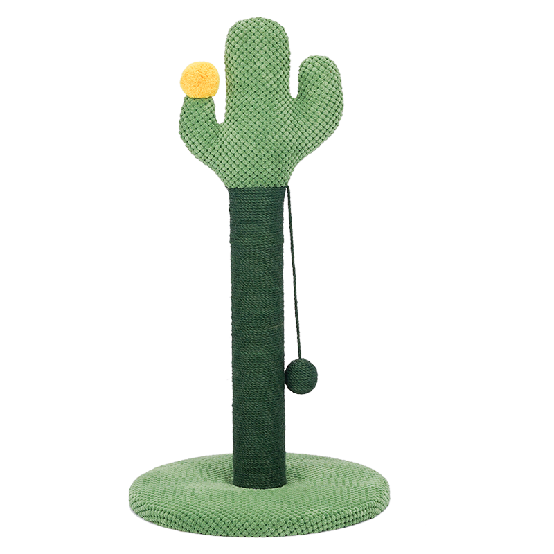 zeze Cactus Cat Scratching Post — Rope-Wound Column with Dangling Pom-Pom