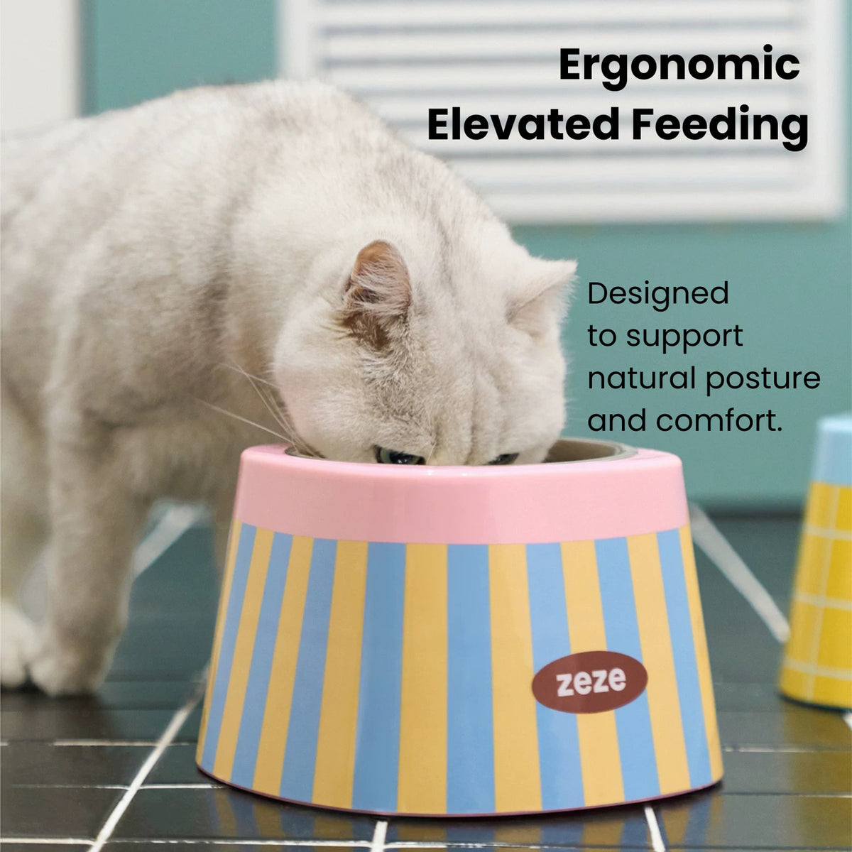 zeze Stainless pet bowl, ergonomic elevated feeding